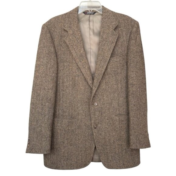 Harris Tweed Other - SOLD Vtg Harris Tweed Herringbone Blazer Size 38 R Brown Single Breast 70s 80s